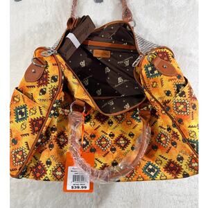 American Bling Western Duffel Bag Aztec  Faux Leather Exterior Side Pockets